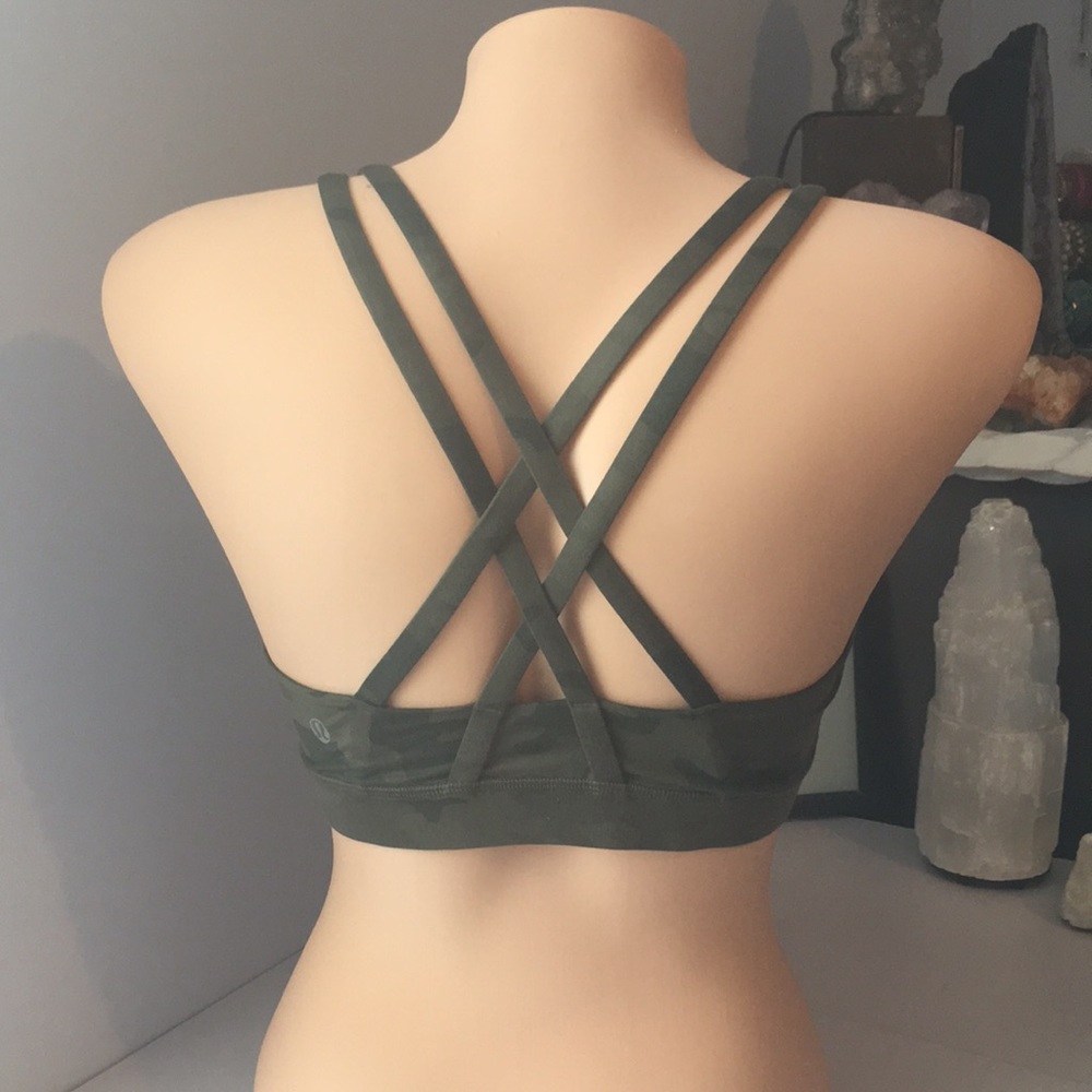 Lululemon Energy bra savasana camo fatigue green